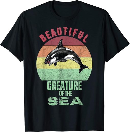 Beautiful Creature Of The Sea Shirt Killer Orca Whale Retro T-Shirt